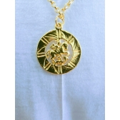 Colar Dourado com Pingente Medalhinha São Jorge